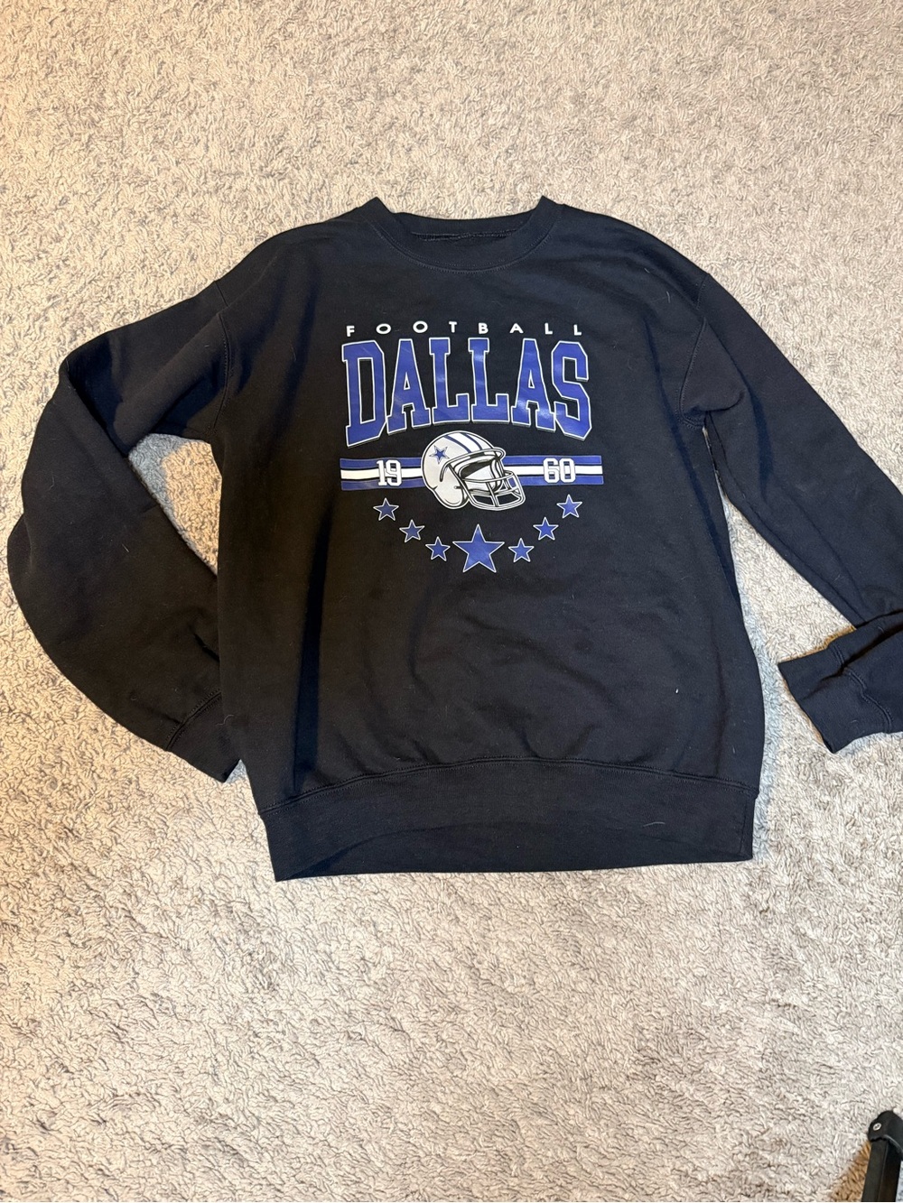 Unk Black Crewneck Sweatshirt with Blue Dallas Football Graphic